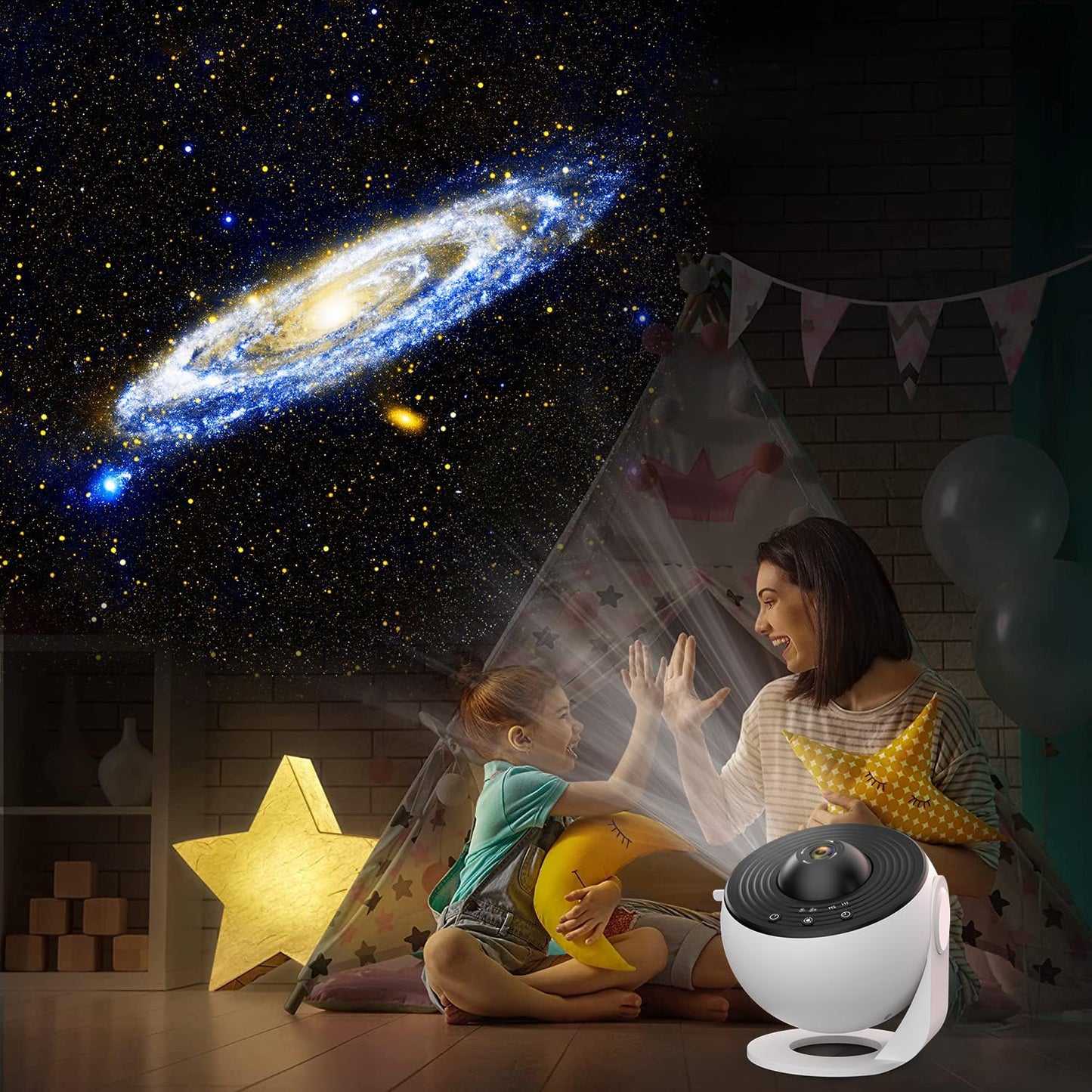 Planetarium Projector for Bedroom, 13 in 1 Star Projector Galaxy Light, Ceiling Night Light Milky Way Mood Lighting with Timer, LED Space Galaxy Lamp Bedroom Room Decor for Adults Kids - White
