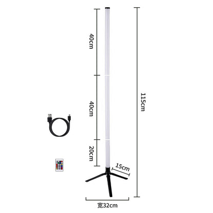 RGB LED Corner Floor Lamp，DIY Floor Lamp with Music Sync, Dynamic Modes,  Remote Control,Standingl Corner Changing Ambience Light, for Living Bedroom Room Gaming Room