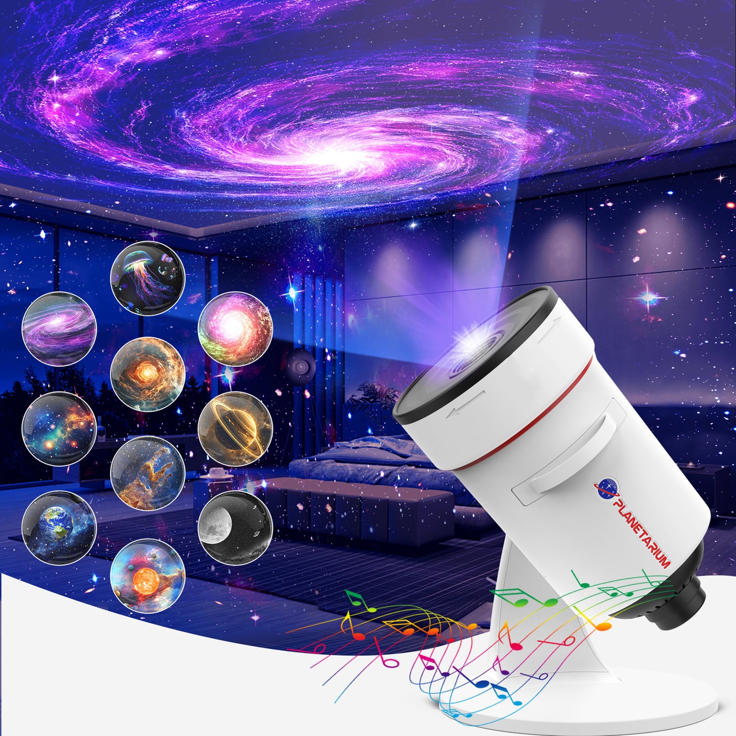 Galaxy Projector,upgraded 4k Hd Star Projector Lens 10 Realistic Nebula Scenarios Room Lights,timer Off - White