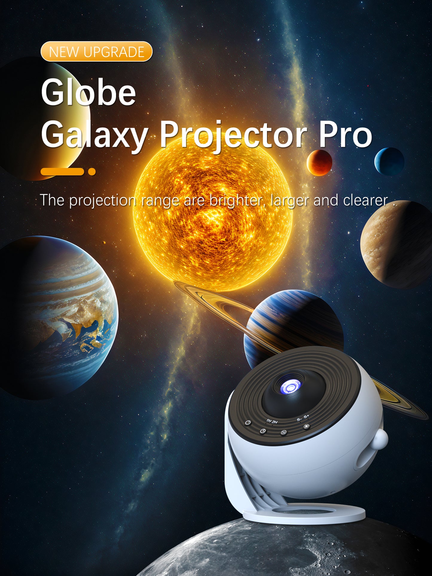 Galaxy Projector for Bedroom Pro Version, Upgraded Film Disc Star Projector for Kid 12 in 1 Planetarium Projector HD Image Adjustable Knob 360° Rotating 1/2h Timer Simple 4-Button Control