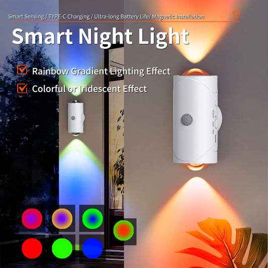 LED Wireless Wall Sconce with 7 Colors Changing, Motion Sensor Light Indoor,  Operated Wall Sconces for Bedroom Bedside Hallway Courtyard Doorway (White)