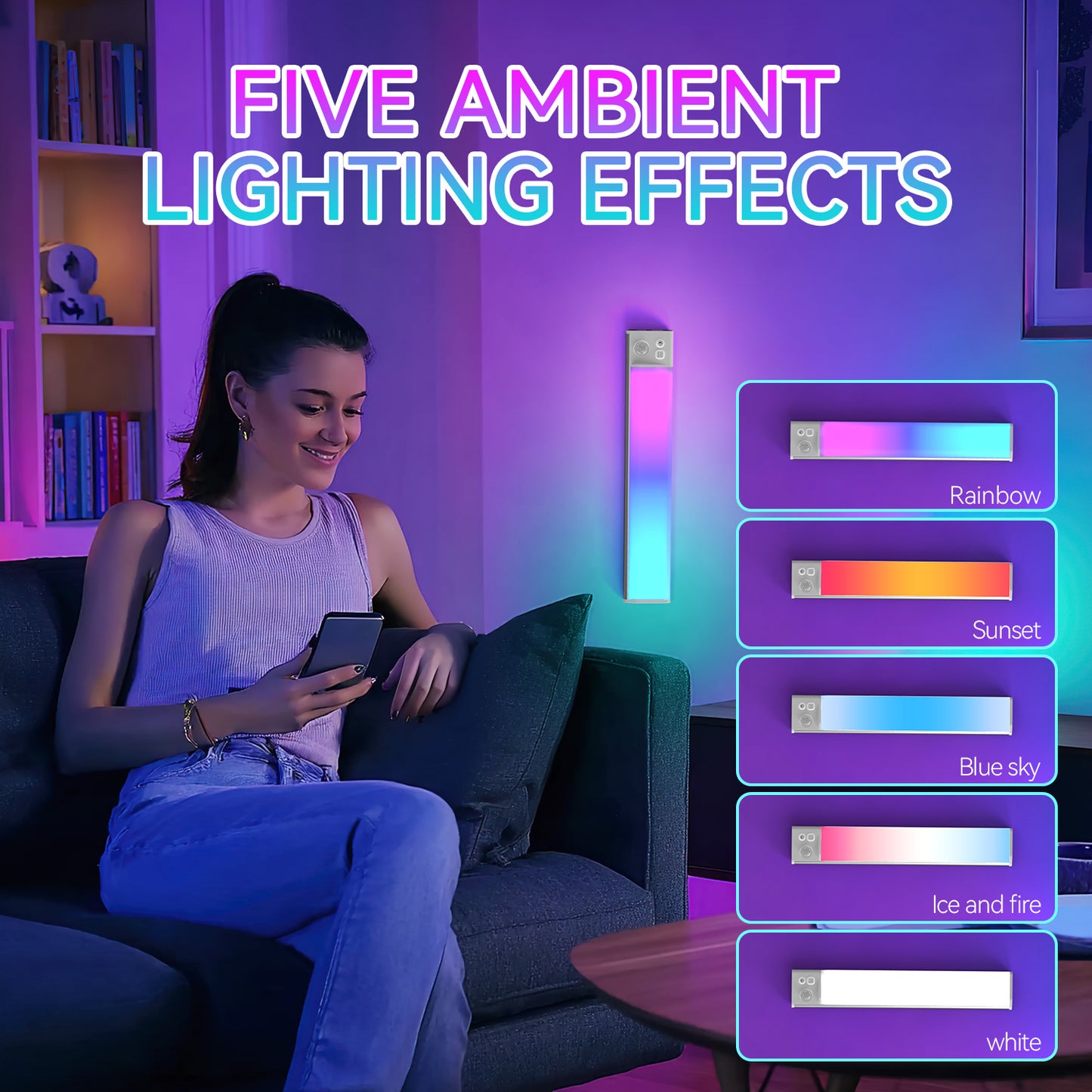 LED Under Cabinet Lighting Hardwired, Smart Adjustable White and RGB Dimmable Lights for Under Cabinets in Kitchen, Compatible with Alexa Google