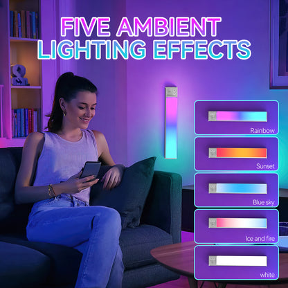 LED Under Cabinet Lighting Hardwired, Smart Adjustable White and RGB Dimmable Lights for Under Cabinets in Kitchen, Compatible with Alexa Google