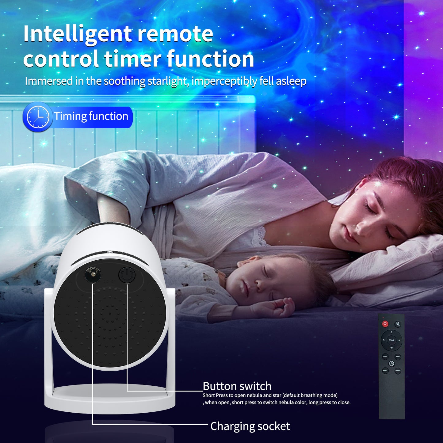 Galaxy Projector for Bedroom, Home Planetarium Astral Light Projector with Solar System & Constellation, Space Ceiling Starry Sky Night Light Projector with White Noise for Kids Adult Christmas Gift