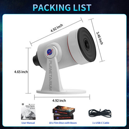 Galaxy Projector,upgraded 4k Hd Star Projector Lens 10 Realistic Nebula Scenarios Room Lights,timer Off - White