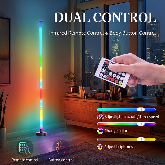 Corner Floor Lamp, Smart RGB Corner Lamp with  Remote Control, Music Sync Standing Lamp with 16 Million DIY Colors, Modern LED Ambient Light for Bedroom, Living Room, Gaming Rooms