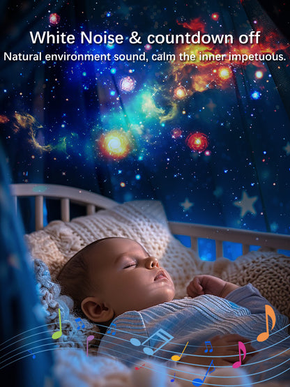 Galaxy Projector for Bedroom Pro Version, Upgraded Film Disc Star Projector for Kid 12 in 1 Planetarium Projector HD Image Adjustable Knob 360° Rotating 1/2h Timer Simple 4-Button Control