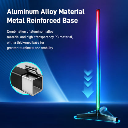 RGB LED Corner Floor Lamp, flip 180°，Remote Control,Standingl Corner Changing Ambience Light, for Living Bedroom Room Gaming Room