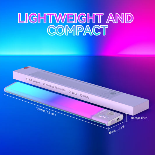 Under Cabinet Lights, Motion Sensor Light Indoor,Motion Sensor Night Light,White LED Under Counter Fixture, 7-Color Ambient Lighting, Glow lamp,Auto On/Off,Wall Sconce for Bedroom,Staircase